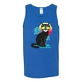 thumbnail image 2 of Cool California Beach Kitten Silhouette Sun Cat | Mens Cat Lover Graphic Tank Top, Royal, Large, 2 of 4