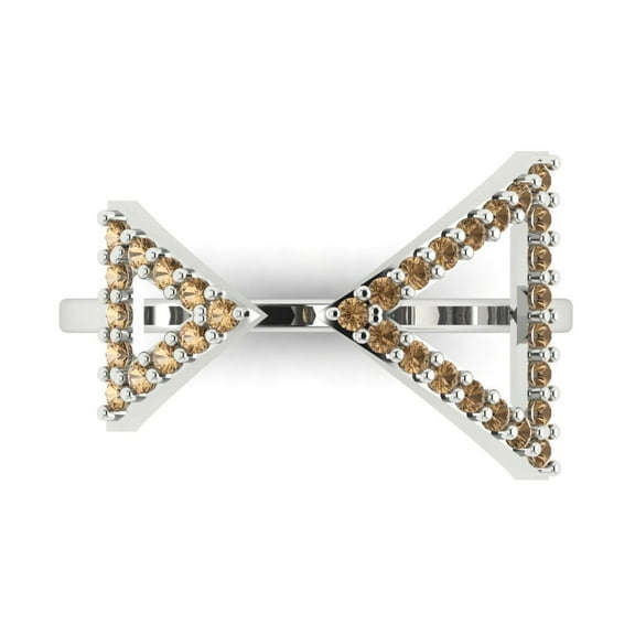 0.2475 ctw Statement Anniversary Ring for Women | Round Cut Simulated Champagne Diamond | Hyperallergenic Solid 14K White Gold