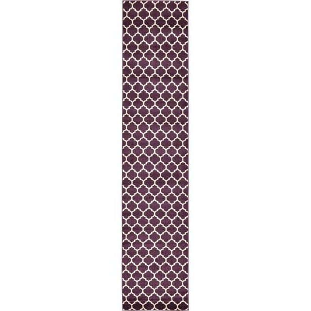 Unique Loom 3128643 2 ft. 7 in. x 13 ft. Philadelphia Trellis Runner Rug, Dark Purple