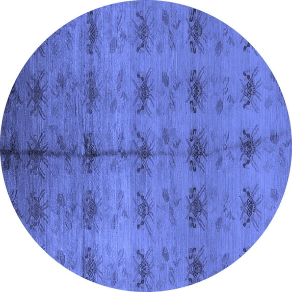 Ahgly Company Indoor Round Oriental Blue Industrial Area Rugs, 7' Round
