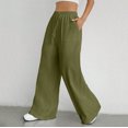 thumbnail image 5 of Hauaitttt Women Drawstring Waist Wide Leg Pants High Waisted Wide Leg Pants Fashion Drawstring Elastic Trousers Comfy Straight Leg Long Pants with Pockets Sweatpants Women Athletic Maternity Women, 5 of 8