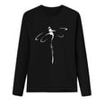thumbnail image 2 of Abcnature Womens Crewneck Sweatshirts, Color Block Long Sleeve Sweaters, Casual Printing Loose T-shirt O-Neck Tops Black XXL, 2 of 5