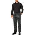 thumbnail image 2 of INSPIRE CHIC Metallic Dress Pants for Men's Irregular Printed Straight Leg Party Suit Trouser Shiny Pants 32 Black, 2 of 6