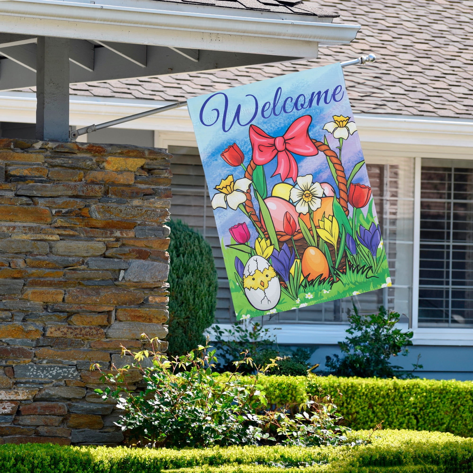 Welcome Easter Basket Outdoor House Flag 28" x 40"