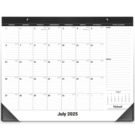 Nekmit Desk Calendar 2025-2026, Desk Pad Calendar 14" x 11", Black