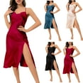 thumbnail image 2 of Tumotour Satin Silk Nightgowns For Women Mini Dress Pajamas Loungewear Sleeveless Nightgown Solid Color Sleepwear Chemise Lingerie Dress Tank Sleepwear Nightshirt, 2 of 4