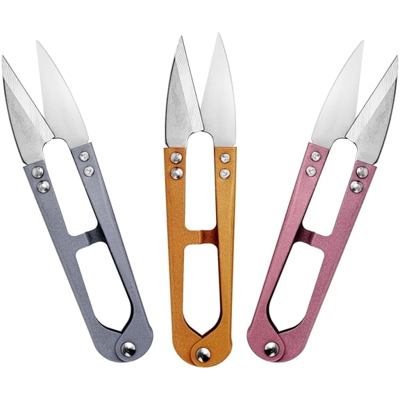 Topboutique Sewing Scissors Yarn Thread Cutter Portable Sewing Snips Trimming Nipper Small Snips U Sharp Fabric Scissors for Embroidery Crafts DIY Supplies (3 Pcs, Random Color)
