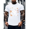 thumbnail image 1 of T-Shirt d'Halloween - Col Rond Décontracté 100 % Coton avec Motif de Crâne et de Citrouille, Légèrement Extensible, Coupe Régulière, Manches Courtes - Été, 1 of 6