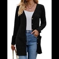 thumbnail image 3 of Cárdigan de Punto Suave para Mujer, Moda Otoño 2025, Abrigo de Larga Abierto con Bolsillos. Negro XXL, 3 of 9