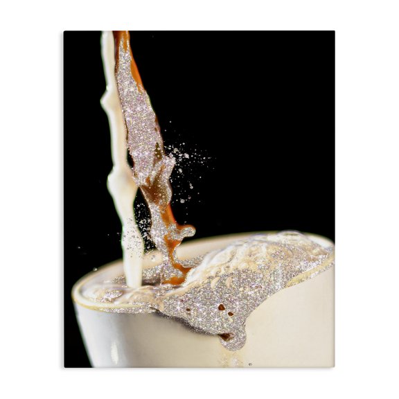 Stupell Industries Contemporary Glitter Pour Coffee Beverage Canvas Art, 16 x 20, by Ziwei Li