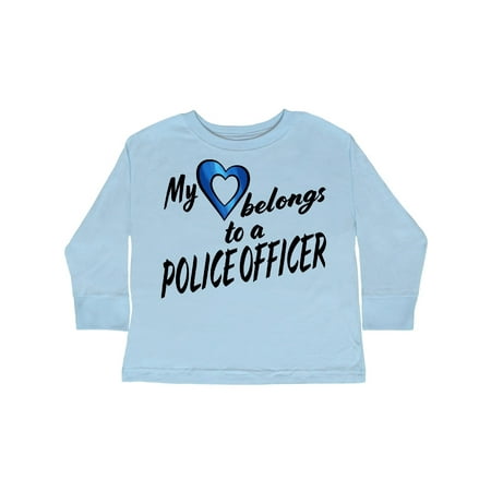 

Inktastic My Heart Belongs to a Police Officer with Blue Heart Gift Toddler Boy or Toddler Girl Long Sleeve T-Shirt