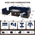 thumbnail image 4 of RADIATA 7-Piece Patio Furniture Set with Fire Pit Table, Outdoor Sectional with Fire Pit Table, Patio Couch Set with Fire Pit Table, Patio Furniture Set Outdoor Sectionals,Espresso/Navy, 4 of 11