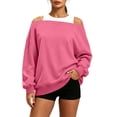thumbnail image 3 of Tqcoqu Women's Off Shoulder Long Sleeve Sweatshirt, Oversized Drop Shoulder Loose Casual Pullover Tops for Fall, 3 of 10
