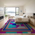 thumbnail image 3 of ODIKA 9'x12' Washable Area Rug Non-Shedding, Easy Care Memphis Bold Border Hip Blocks Retro Interlocking Squiggle Funky 80S Refined for Master Suite, California King, Under Bed, 3 of 7