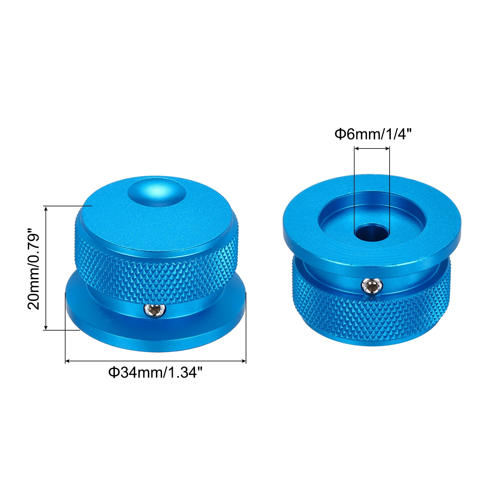 2 Pcs Aluminium Potentiometer Knobs, 1/4" (6mm) Universal Volume Tone Control Knobs with Oval Groove Indicator, 4/5" Blue(34x20mm)