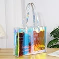 thumbnail image 7 of Large Holographic Tote Bags with Handles Iridescent Beach Bags Waterproof Handbag Clear Beach Tote Bag for Work Stadium Travel, 7 of 7