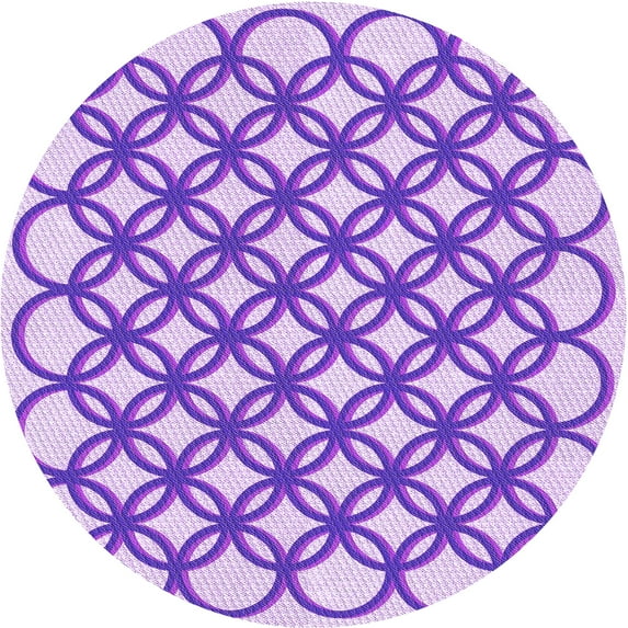 Ahgly Company Machine Washable Indoor Round Transitional Blossom Pink Area Rugs, 7' Round