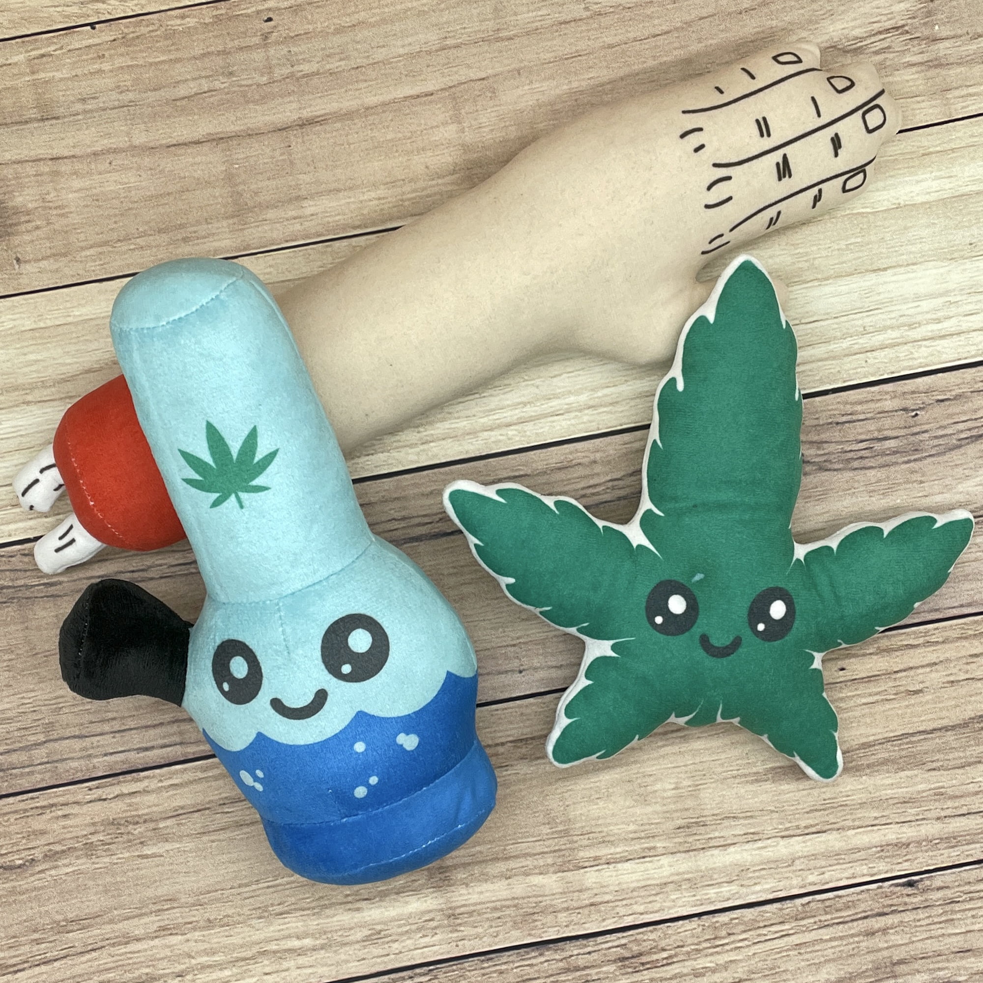 Weed Pipe Zombie Arm Dog Toys Funny 420 Broken Arm Stuffed Chew Plushies for Puppies