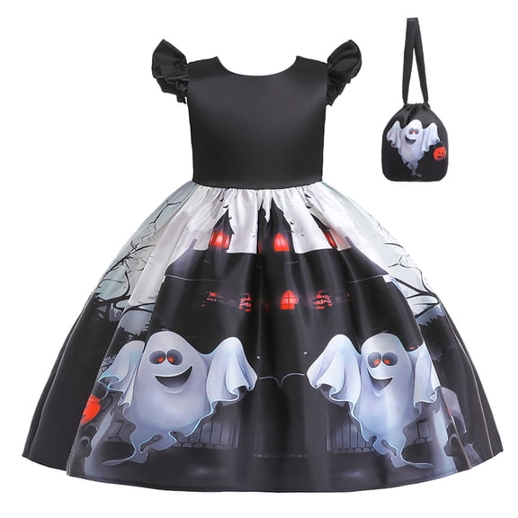EnJoCho Toddler Girl Halloween Dress - Cute Pumpkin Print Witch Party Outfit for Little Girls Kids, Tulle Princess Dress for School Holiday and Trick or Trea𝗍