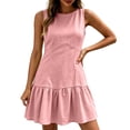 thumbnail image 7 of Kukoosong Women's Sleeveless Round Neck Tank Dress, Ruffle Hem Mini Casual Loose Flowy A-Line Dress, Summer Beach Party Slim Date Dress, 7 of 7