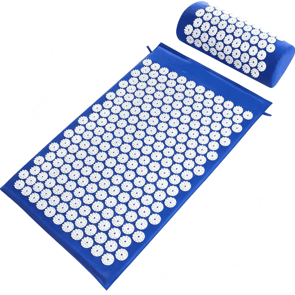 RAQOE Prosourcefit Acupressure Mat and Pillow Set for Backneck Pain Relief and Muscle Relaxation, Acupressure Mat Blue