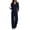 Navy, variant on Miqool Womens 2 Piece Outfits Corduroy V Neck Button Front Long Sleeve Top Matching Pants Set Casual Loungewear Tracksuit S‑XXL