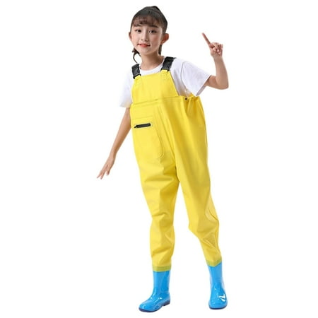 Hwmodou Toddler Kids Chest Waders Youth Fishing Waders For Toddler Children Water Proof Hunt Fishing Waders With Boots Sleeveless Romper Jumpsuit Classic