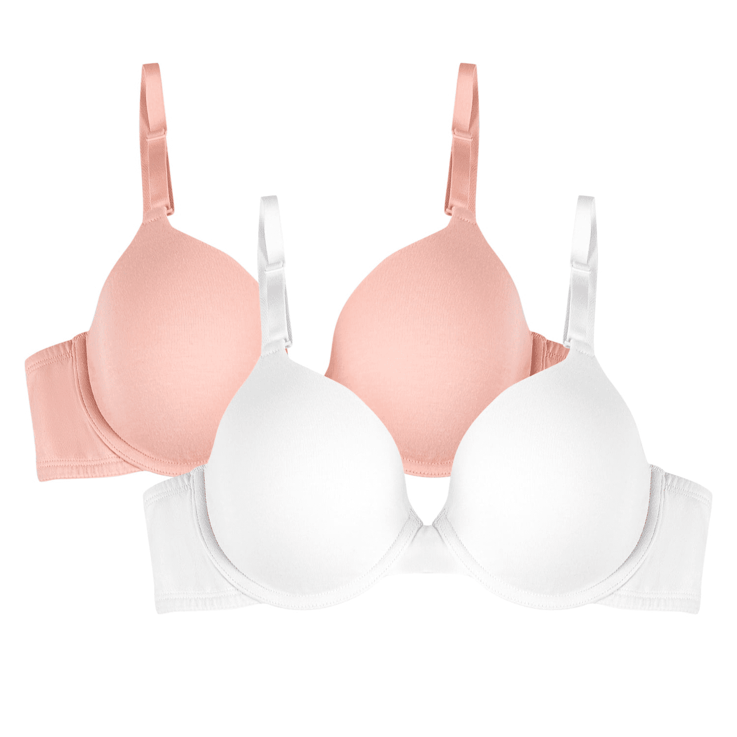 Fruit Of The Loom Reggiseno A Maglietta Donna - Confezione Da 2, Morbido In Cotone, Invisibile, Spalline Regolabili