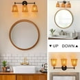 thumbnail image 5 of Bathroom Light Fixtures,  3 Light Bathroom Vanity Light Over Mirror with Rattan Woven Wicker Lampshade Rustic Wall Sconce Lighting for Bedroom Kitchen Hallway, 5 of 7