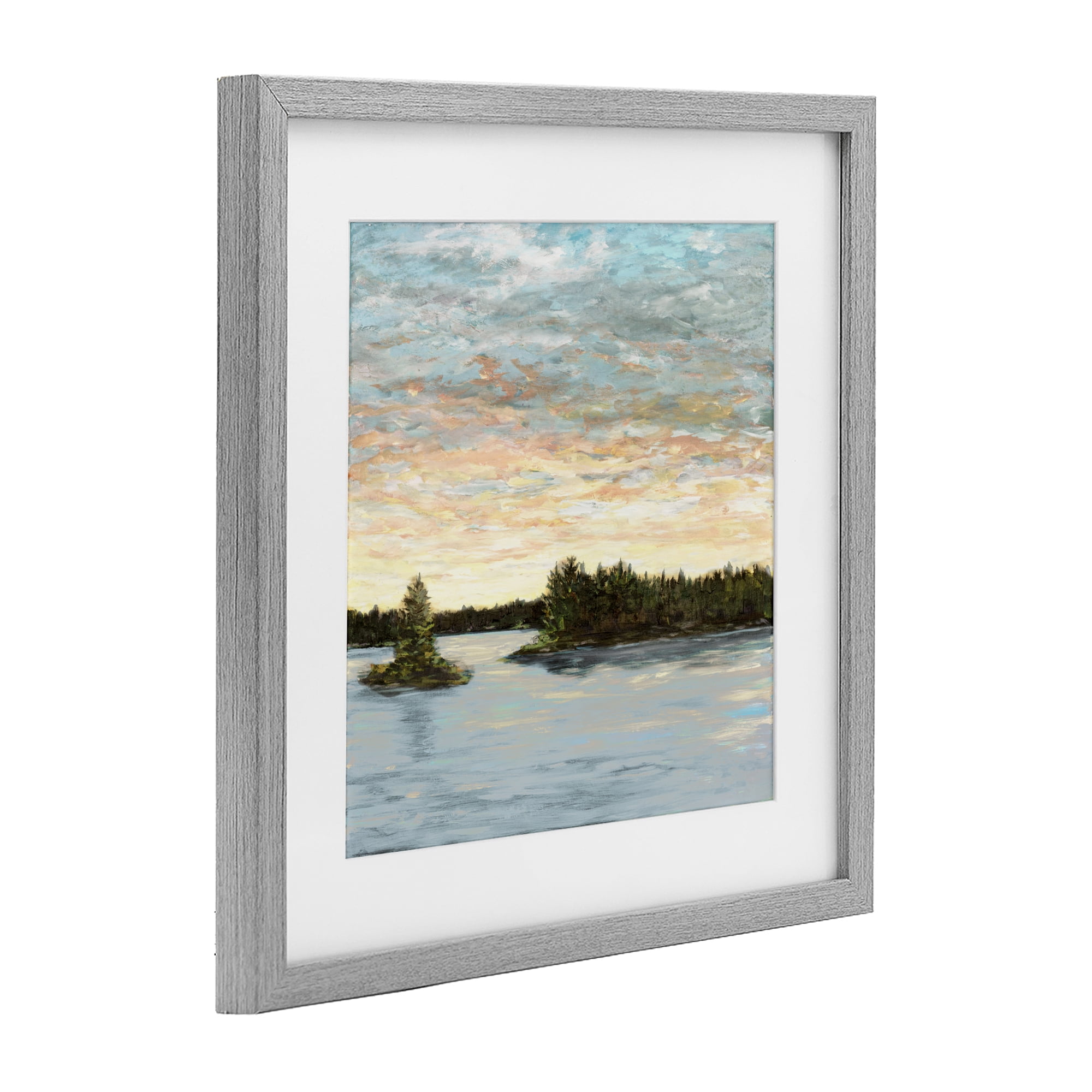 Stupell Industries Lake Shore at Sundown Gray Framed Print Under Glass, design by Julie DeRice