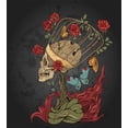 thumbnail image 3 of Skull King Size Duvet Cover Set, Evil Mexican Sugar Skeleton with Kitsch Bush of Roses Snake and Butterfly Artwork, Decorative 3 Piece Bedding Set with 2 Pillow Shams, Ruby Dark Grey, by Ambesonne, 3 of 3