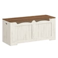 thumbnail image 3 of Hzuaneri 43.3" Large Storage Chest, Wooden Storage Bench with 2 Hinges, Lift-Top Chest Organizer for Living Room, Bedroom, White and Brown, 3 of 7