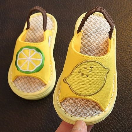 

Dyfzdhu Girls Sandals Children Shoes Flat Soft Cotton Sandals Indoor Cartoon Comfortable Soft Linen Slippers Sandals