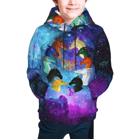 Wings-of-Fire Kids Hoodie 3D Print Pullover Hooded Long Sleeve Sweatshirts Tops Blouse with Pocket for Boys Girls