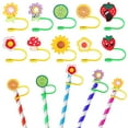 thumbnail image 1 of 10 Pcs Bouchons de Paille en Silicone Embouts de Paille Bouchons de Paille Dessin Animé Bouchons de Paille Réutilisables, 1 of 5