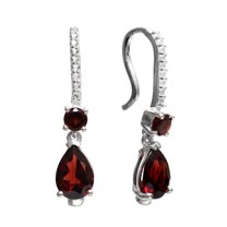 PILWALS Red Garnet Pear Drop Dangle Earrings for Women – January Birthstone, Elegant Hook Earrings