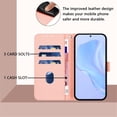 thumbnail image 3 of Wallet Case Compatible for Google Pixel 9, PU Leather Magnetic Closure Protective Flip Folio Case with 3 Card Holder and Wrist Strap Cover Women Men,Pink,For Google Pixel 9, 3 of 7