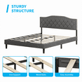 thumbnail image 7 of MUZZ Upholstered Line Queen Size Button Tufted Bed Frame, Platform Bed Frame with Headboard /Strong Wood Slats Support/ Mattress Foundation (Dark Grey, Queen), 7 of 7