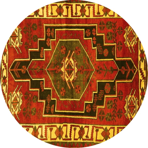Ahgly Company Indoor Round Persian Yellow Traditional Area Rugs, 7' Round