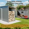 thumbnail image 4 of 10x4 FT Metal Storage Shed with Open Firewood Bay, Floor Frame, Vents, Outdoor Tool/Garden Shed, Dark Gray, 4 of 8