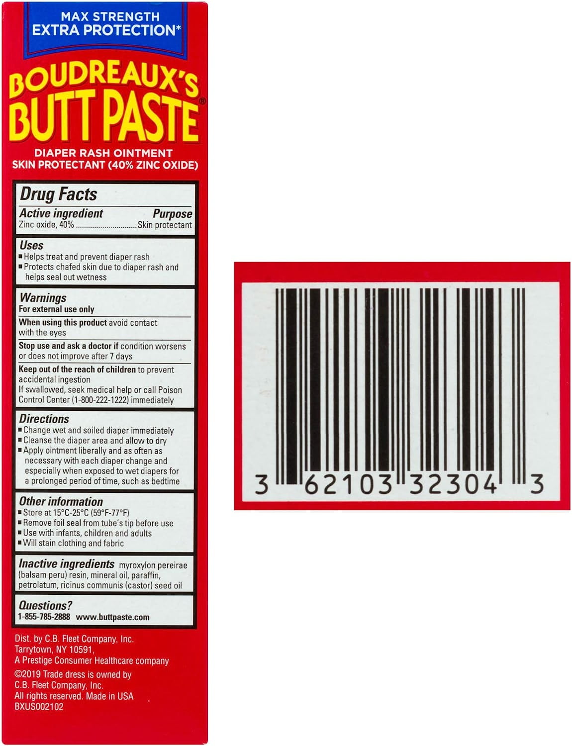 Boudreaux's Maximum Strength Butt Paste Ointment 4 oz (Pack of 6)