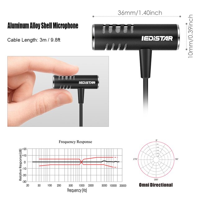 IEDiSTAR Micrófono omnidireccional Lavailier Micrófono de solapa de condensador dual IEDiSTAR Micrófono