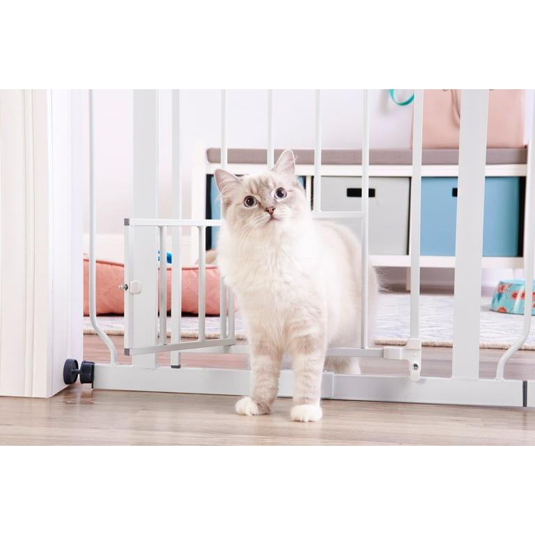 Extra Wide Walk Through Pet Gate with Small Pet Door, Includes 4-Inch Extension Kit, Pressure top Mount Kit