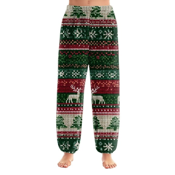 WTOBBY Women's Christmas Print Pajama Pants with Cuffed Bottoms - Festive Holiday Sleepwear and Casual Lounge Pants for Home Wear - Comfortable Straight Leg Design,Army Green L