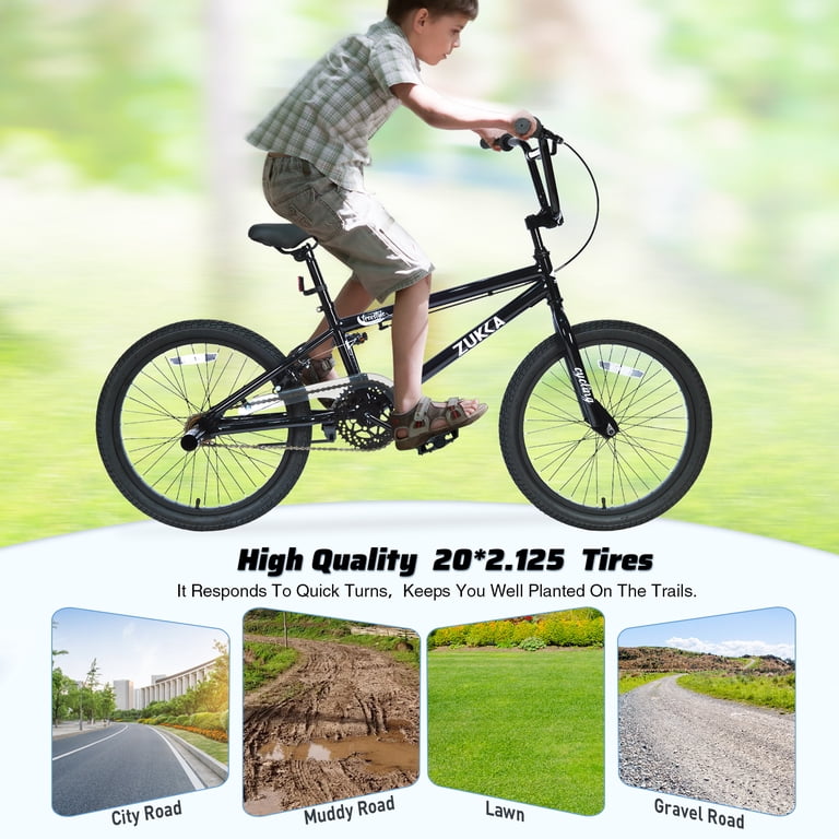 Aukfa 20 inch Freestyle Kids BMX Bike for Boys & Girls,Single