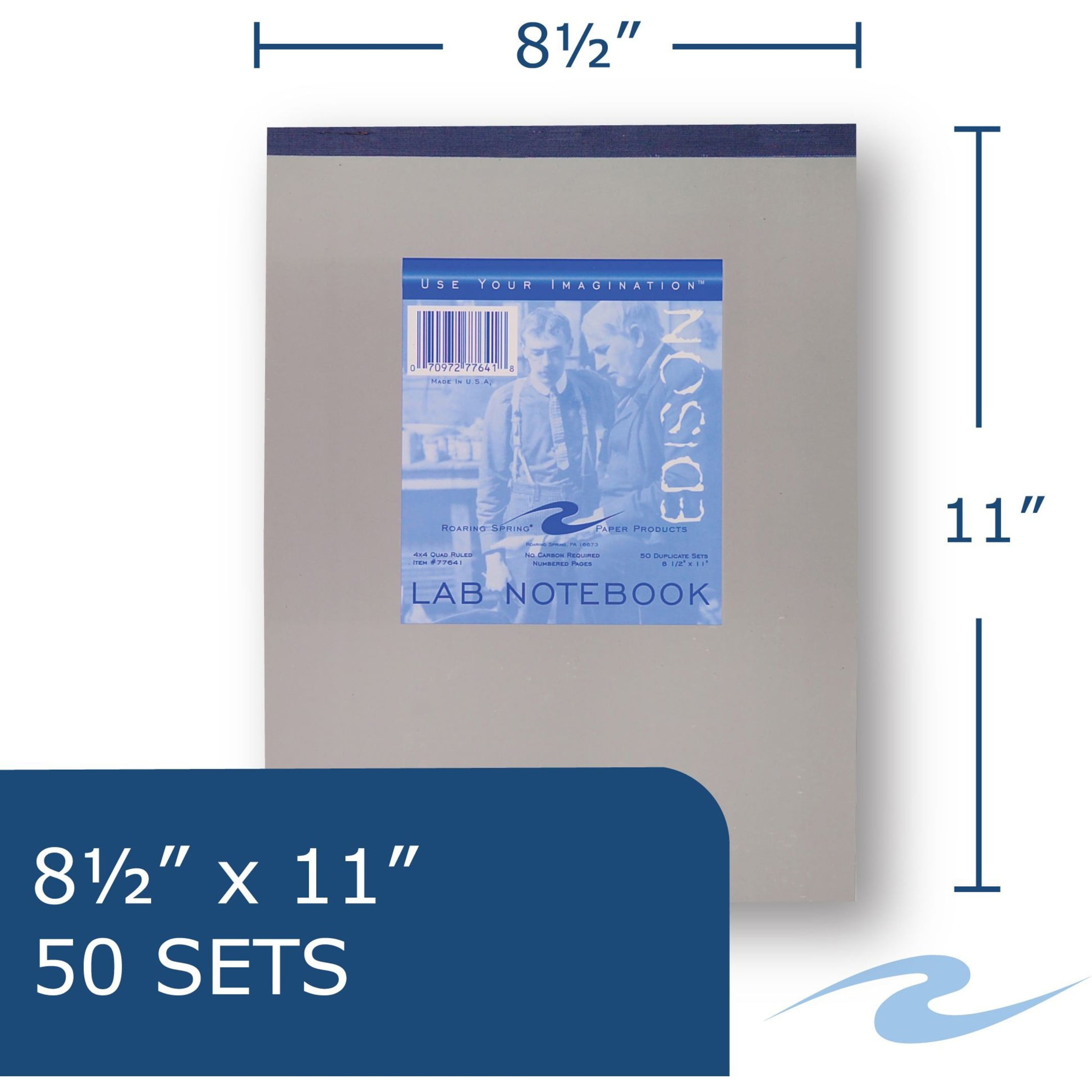 Roaring Spring 4x4 Graph Ruled Top Bound Lab Book Pad with Numbered Carbonless Sets, 1 Case (24 Total), 8" x 11" 50 Sets, White/Blue Pages