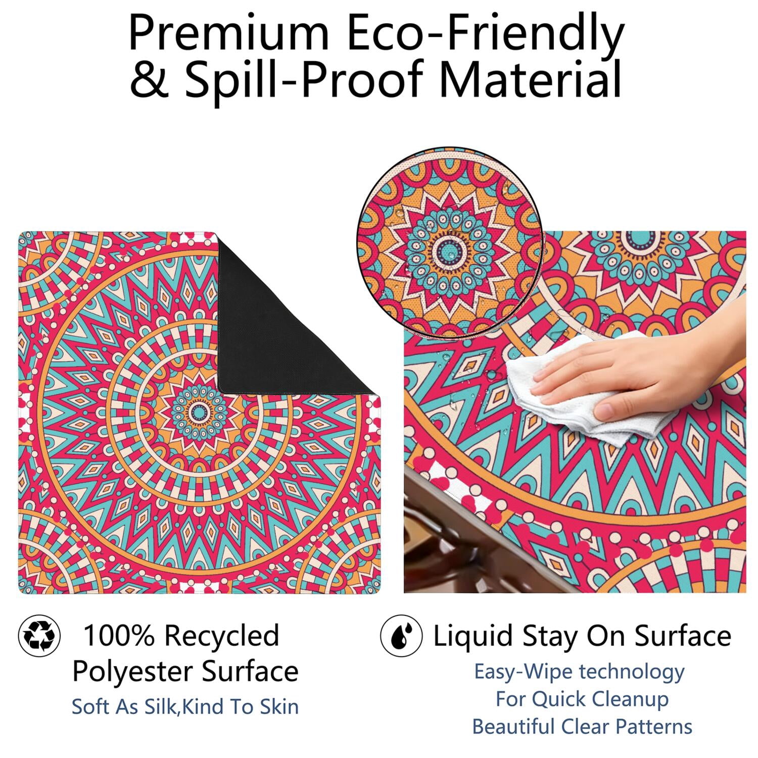 Mandala Mahjong Mat for Table, 31.5*31.5in Anti Slip American Mahjong Table Cloth, Noise Reduction, Neoprene Mah jongg Mat with Carrying Bag & 3 Dices, Mahjong Accessories Gift, Board Tile Games Mats
