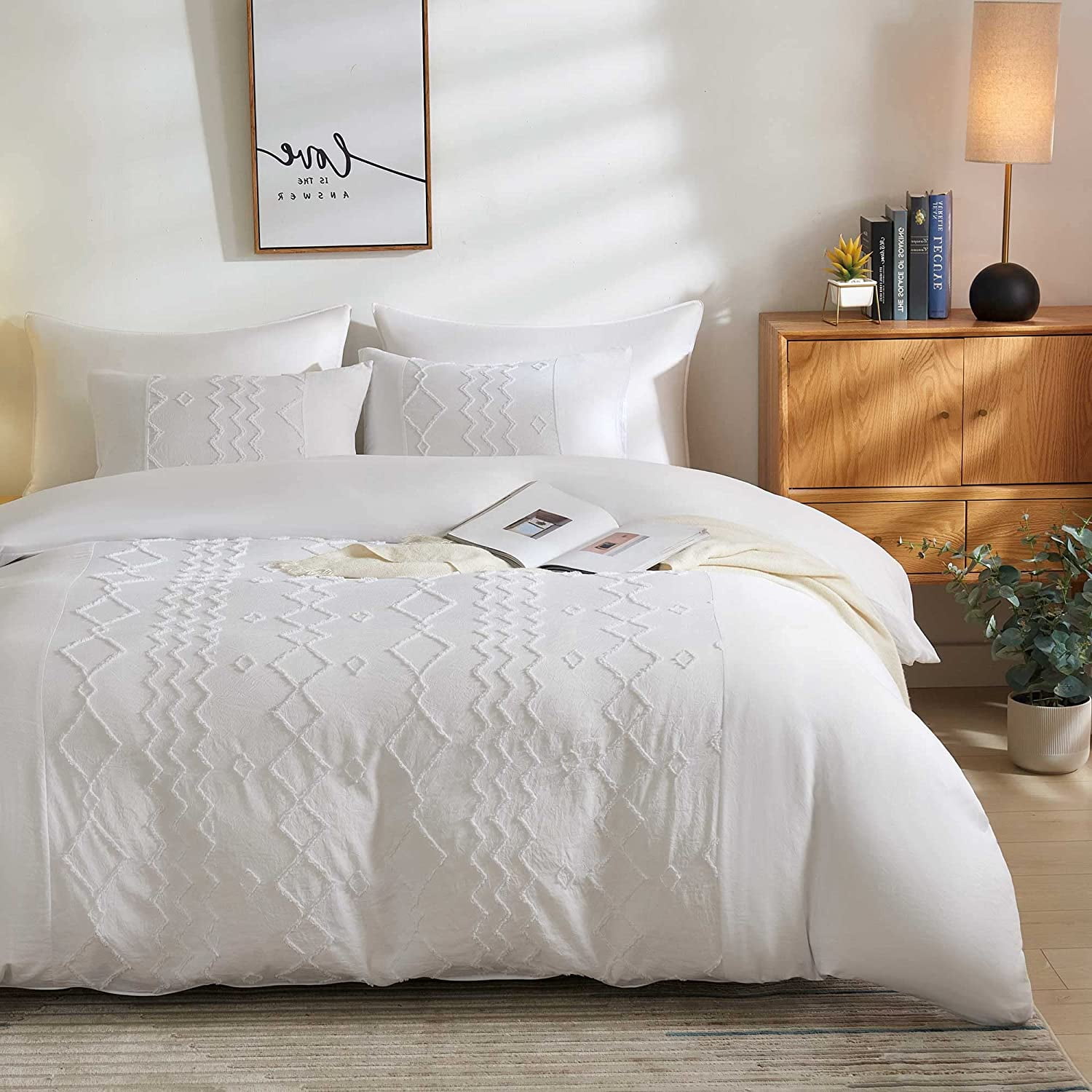 LIVUCEE Duvet Cover Queens Boho Bedding Set for All Seasons, 3 Pieces