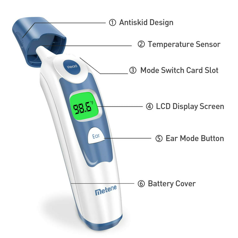 Ear Thermometer, 1 Second Accurate Digital Thermometer for Adults Kids Babies, 3 Age Groups 3 Color Backlight Display Fever Alarm 30 Memory Recall