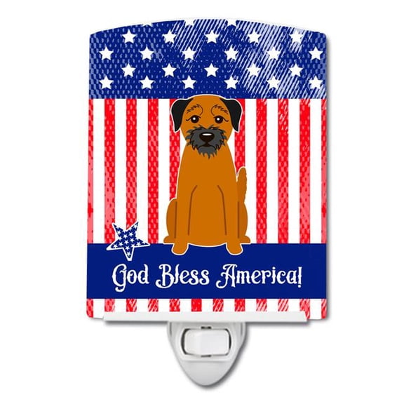 Caroline's Treasures BB3034CNL PatrioticBorder Terrier Ceramic Night Light, 6x4x3", multicolor